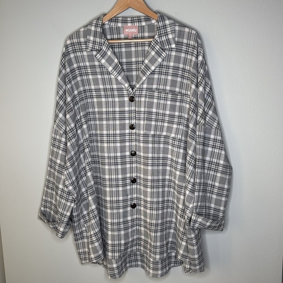 Show Me Your Mumu Lorolie Tunic Button Down Shirt in Black & White Size XL - Picture 1 of 9